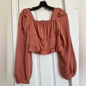Women's coral Blouse with Button Detail